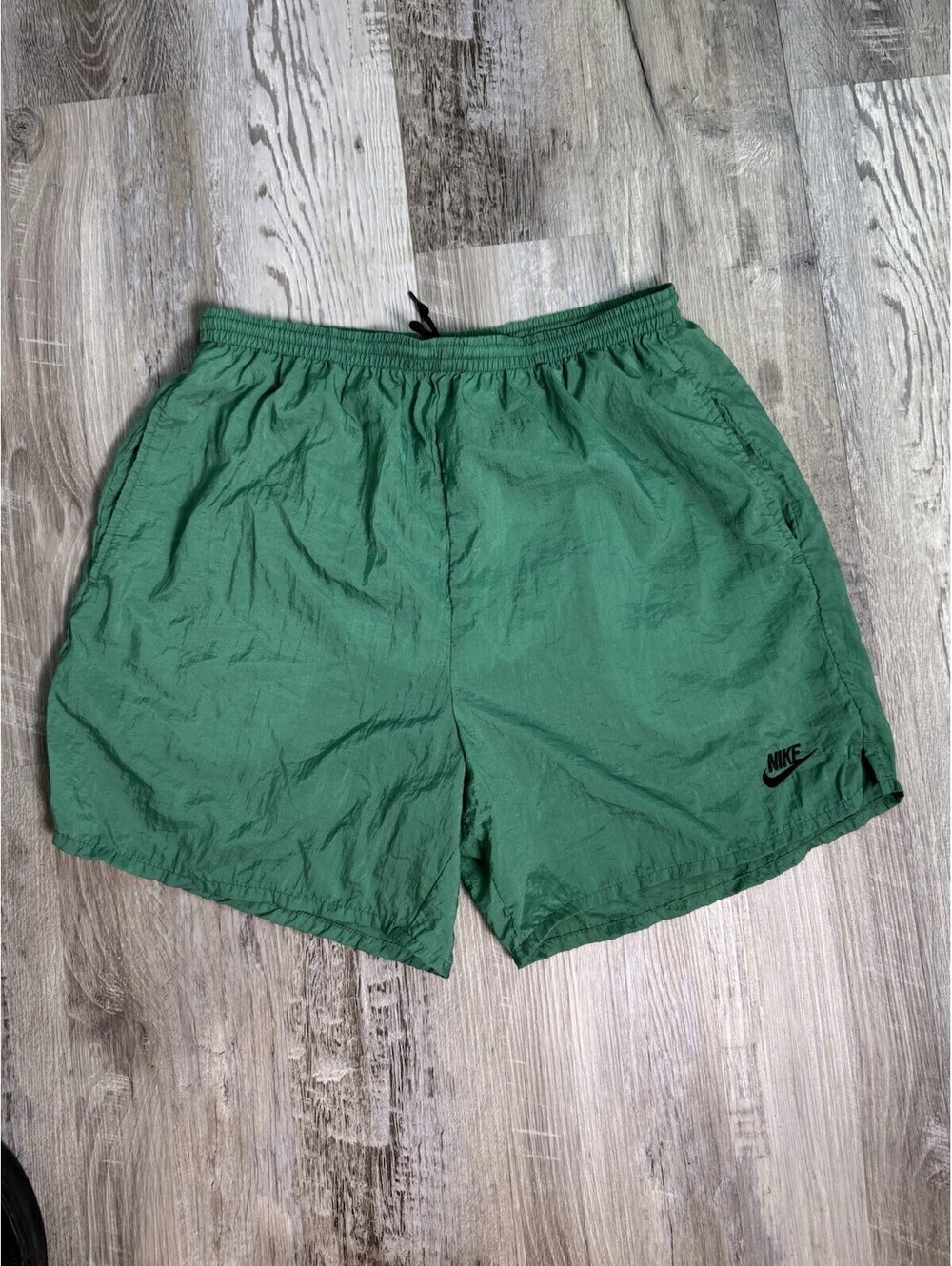 Vintage 90’s Nike Swim Trunks Men’s M Green Mesh Lined Big Swoosh Shorts